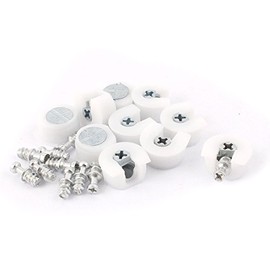Sourcingmap U Shape Plastic Screw in Shelf Support Pin Peg Supporter White with Screw Slot Buckle 10pcs