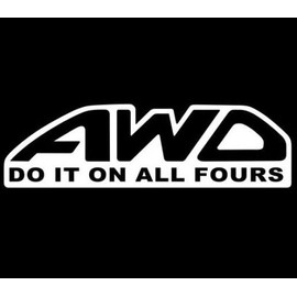 AWD Do It on All Fours Sticker Vinyl Decal 4x4 Wheel Drive Car Window Subaru Jdm, Die cut vinyl decal for windows, cars, trucks, tool boxes, laptops, MacBook - virtually any hard, smooth surface