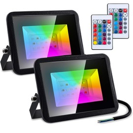 Jopassy RGB Spotlight 20 W Floodlight with Remote Control LED Spotlight Outdoor Spotlight IP66 Waterproof Memory Function Outdoor Spotlight Floodlight for Indoor, Garden, Backyard Pack of 2