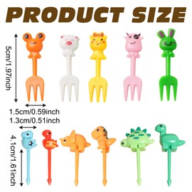 BSITSSS 48PCS Food Picks for Kids,Cartoon Animal Fruit Forks, Cute Dinosaur Frogs Toothpick Cocktail Sticks Plastic Forks for Dessert Party Decor Bento Lunch Box Accessories