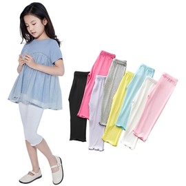 [ZGKULAEAOW] 子供 レギンス 7分丈 キッズ 女の子 フリル付き インナーパンツ ペチコート 薄手 無地 ガールズ 接触冷感 ボトムス モダール綿 春夏 (120cm, ホワイト)