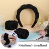 Sponge Spa Headband for Women, Black Makeup Headband and Wrist
