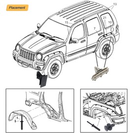 Woodzdon 66pcs Wheel Fender Flare Clips Hardware Kit for Jeep Liberty 2006-2012 55157055AA 6503598 6506007AA 55156429AA