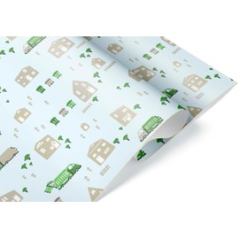 Cute Neighborhood Garbage Truck Gift Wrap Thick Wrapping Paper Recycling Trash Man Theme Birthday Party Decor (20 inch x 30 inch sheet)