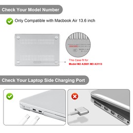 BlueSwan Compatible with MacBook Air M2 M3 13 inch Case A3113 A2681,Released in 2022 2023 2024, Hard Shell Protective Cover for Air 13.6 inch, Crystal Clear