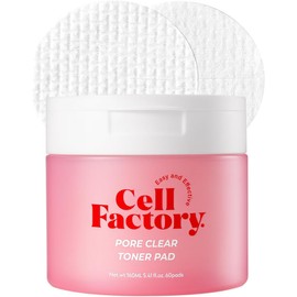 Almohadilla tónica Cell Factory Pore Clear: vegana, segura para la piel, péptidos 60 000 ppm, retexturizante, control de sebo, reafirmante de poros, exfoliante suave y calmante, certificación