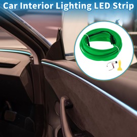 X AUTOHAUX 4m EL Wire Cable LED Glow String Light Car Interior Lighting Strip Flexible Neon Light for Car Decoration Wiring Driver(12v) Green