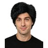 TIKJOYS Black Wig for Men Adults Prehistoric Man Wigs Short