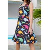 Fanient Women's Dinosaur Print Dress A Line Sleeveless Dress Summer