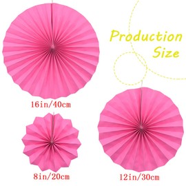 Yosawa 6Pcs Paper Fan Flowers Hanging Paper Fans Decoration for Birthday Wedding Christmas Graduation Theme Party （Rose）