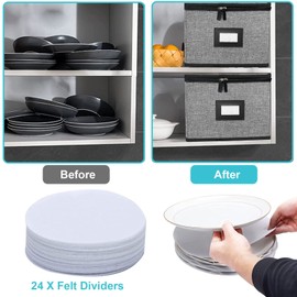ouruer China Storage Containers-4PACK Quilted Dish Storage Containers with Lid Hard Shell for Moving Transport, Dinnerware,Stackable Plate Storage,24 Felt Plate Dividers Included,12 * 12 * 8in