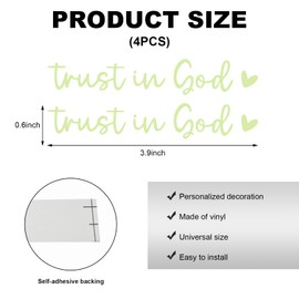DXNQ 4 PCS Trust in God Rearview Mirror Decals, Automotive Vinyl Rear View Mirror Decorative Stickers, Waterproof Trust in God Stickers for Car Truck Laptop, Car Accessories (Luminous)