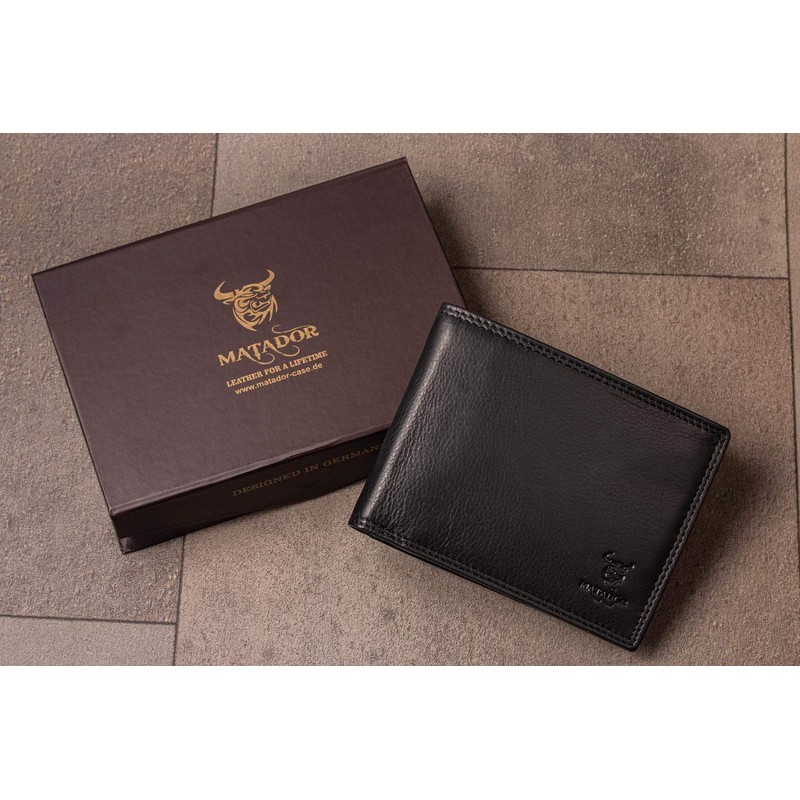 MATADOR® Men's Wallet with TÜV-Approved RFID/NFC Protection, black, Vintage