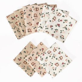 HOULIFE Handkerchief for Women, Soft Cotton Vintage Ladies Floral Printing Handkerchief Women Hankies in Assorted Color (Flower C-12 PCS)