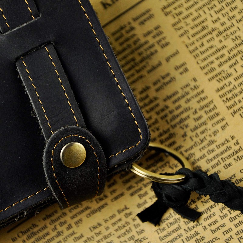 Le'aokuu Men's Genuine Leather Wallet Organiser Double Checkbook Wallet Pattern