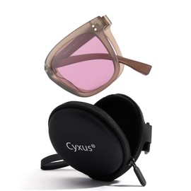 Cyxus Folding Sunglasses for Women Men UV400 Protection Ultralight Foldable Sunglasses For Driving Golf Pink P1577