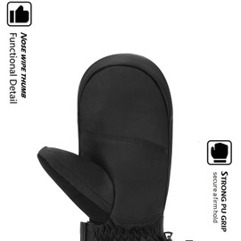 HIGHCAMP Men Winter Snow Ski Mittens,Insulated Waterproof Warm Mittens for Cold Weather Skiing、Snowboarding (Heather Grey,XL)