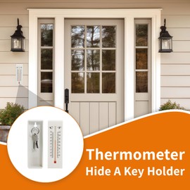WYZworks Thermometer Hide a Key, Outdoor Hidden Storage Compartment for House Keys, Temperature Gauge with Celsius/Fahrenheit (℃/℉), Diversion Safe for Home, Emergency Entry Spare Key Holder
