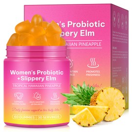 Feminine Balance Gummies Pack of 60 Vegan Feminine Balance Gummies Hawaiian Pineapple, Probiotics Women Intimate Flora Gummies, PH Balance Gummies for PH, Gut Health and Immune System