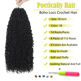 18 Inch Goddess Locs Crochet Hair River Locs Crochet Hair 8 Packs Boho Hippie Crochet Locs Hair Natural Black Soft Boho Crochet Locs Goddess Faux Locsfor Black Women