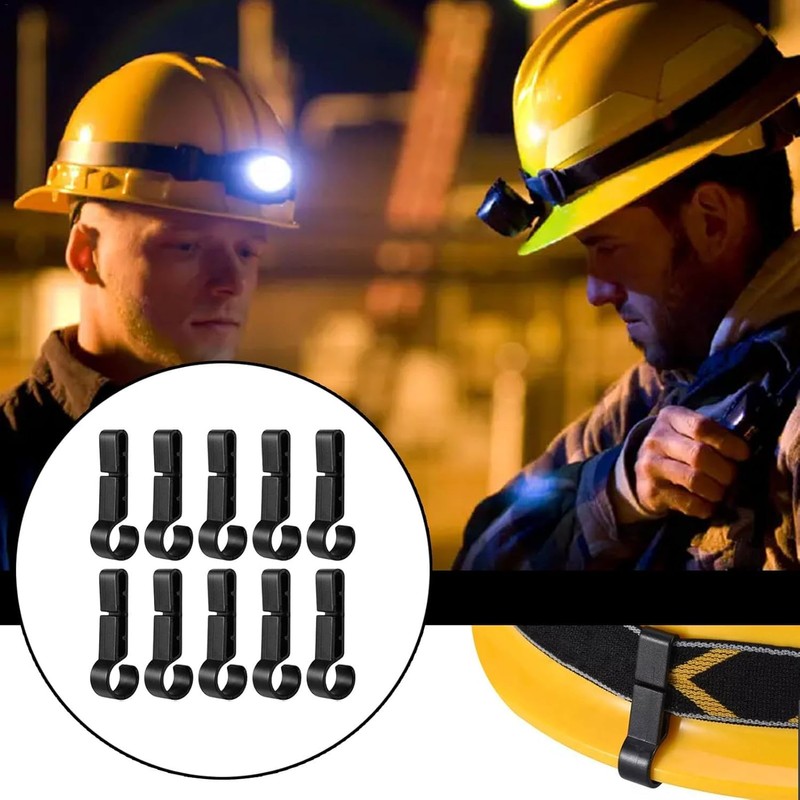 10pcs Black Hard Hat Headlamp Hooks - Hardhat Headlamp Clips