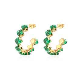 KBRPEY Earrings 925 Silver, Mini Huggie Hoop Earrings with Cubic Zirconia, Coloured Crystal Earrings Women's Gold-Plated with 18 Carat Gold for Women and Girls, Sterling Silver