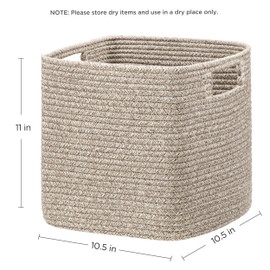 UBBCARE Storage Cubes 11 Inch, Cotton Rope Woven Baskets for Organizing, Cube Storage Bin for Baby Nursery, 4-Pack Square Toy Storage Baskets for Shleves Organizer, Closet, Kidsroom, All Browm