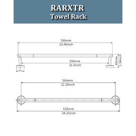 RARXTR 24 Inch Matte Black Towel Bar Towel Rack for Bathroom Kitchen Hand Towel Holder Dish Cloths Hanger SUS304 Stainless Steel RUSTPROOF Wall Mount (Matte Black)