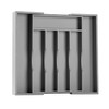 Bellsal Grey Silverware Organizer Kitchen Drawer Organizer Expandable Bamboo Utensil