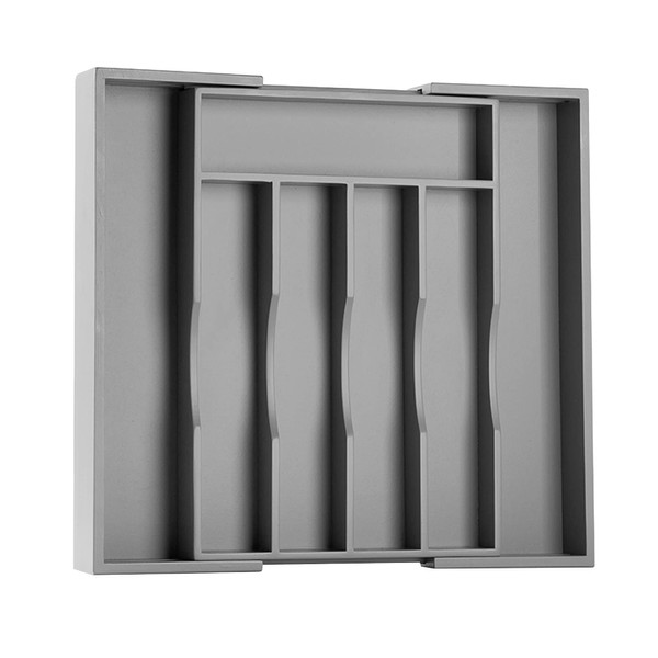 Bellsal Grey Silverware Organizer Kitchen Drawer Organizer Expandable Bamboo Utensil