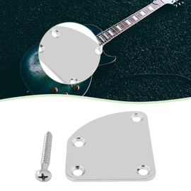 Create idea 1PC Curved Guitar Neck Plate Notched Semicircular Connector Rear Mounting Plate with Screws for Cigar Box Guitar Electric Guitar 64.5x51.1mm Silver