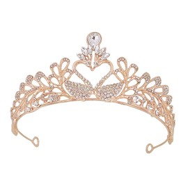 BIUDECO Elegant Wedding Headdress Prop Rhinestone Crown for Simple Girl Tiara Decorative Crown