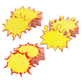 300 PCS Sale Signs for Retail Store Price Tags, DSIOHFEI 4.3 X 4 inch Fluorescent Starburst Signs for Retail Sale, Blank Star Shape Yard Garage Sale Signs for Real Estate Party Favors(3 Styles)