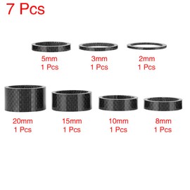 X AUTOHAUX 7pcs Headset Spacer Carbon Fiber Handlebar Stem Spacers Fit 1 1/8 Inch Stem for MTB Mountain Road Bikes Cycling Bicycle 2 3 5 8 10 15 20mm