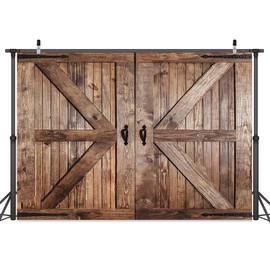 Wooden Barn Door Backdrop Background for Photography Garage Door Photo Backdrop Wood Farmhouse for Photoshoot Background Screen Rustic Wooden Video Recording Parties Curtain 8 x 6 ft Multi1