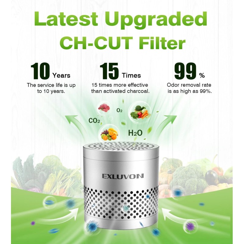 Exluvon Fridge Deodorizer, Lasts for 10 Years Refrigerator Deodorizer Odor