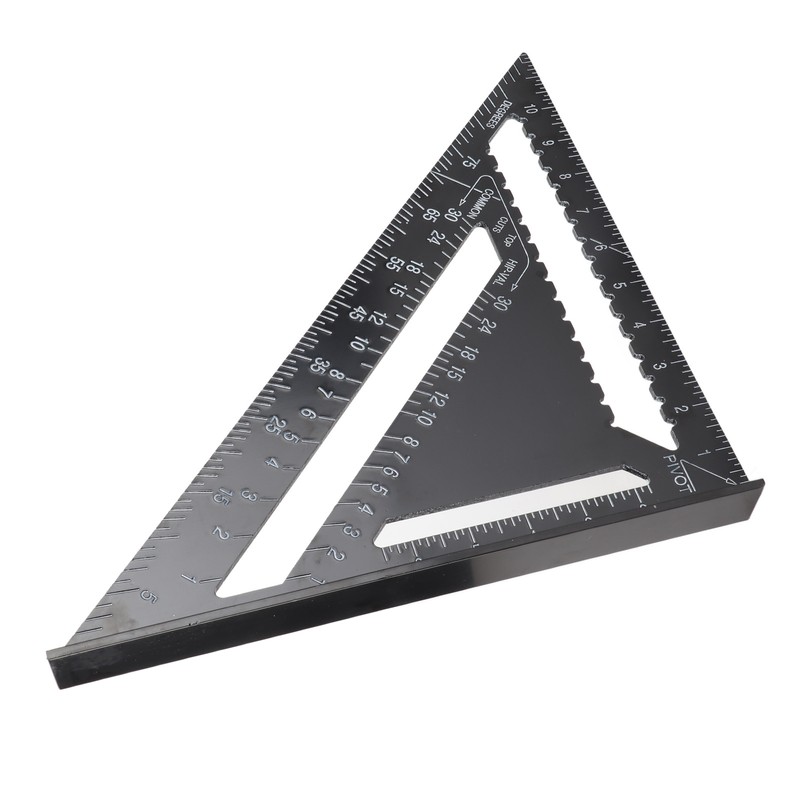 Triangle Ruler Black Right Angle Ruler Inch Metric Aluminum Alloy