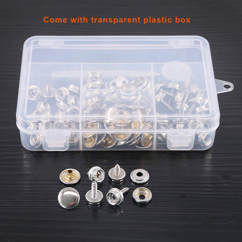 Rustark 120 Pcs Sliver Fastener Screw Snaps Boat Canvas Cover