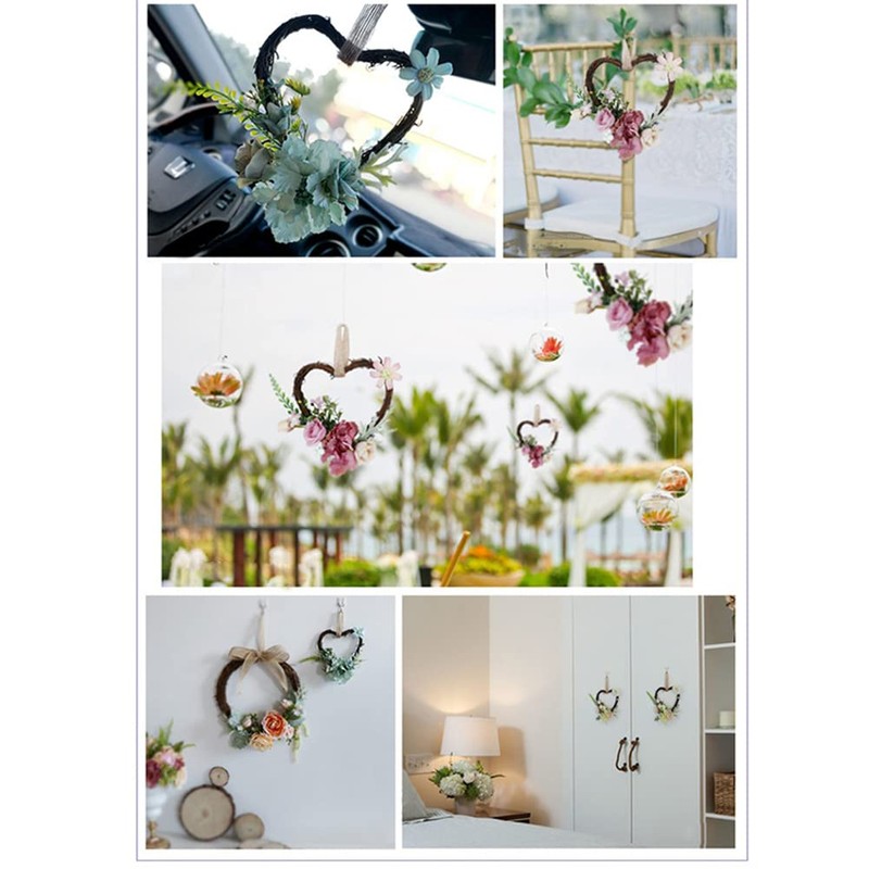 Uposao Wicker Heart Wreath, Artificial Wreaths DIY Heart Wicker Wreath