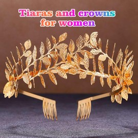 Aukmla Leaf Headband Gold Leaves goddess Headpiece Prom Festival Bridal Hair Accessories for Women and Girls (Gold, One Size)