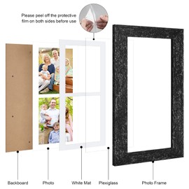 Gaevuian 6x15 Picture Frame Display 2 opening 5X7 Double Picture Frame Collage,Multi Photo Frame with Mat,Plexiglass,Horizontal and Vertical Formats for Wall Decor,Black Wood Grain…