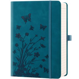 HwxBen Ruled Notebook - 365 Pages PU Leather Journal for Women A5 College Ruled 100gsm Paper for Work Notes Office School Home - Peacock Blue