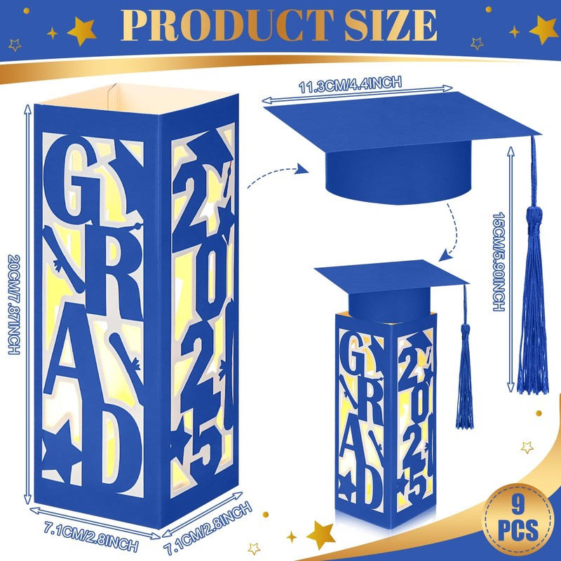 Tellingyou 9 Pcs Graduation Table Centerpieces Boxes 2025 Graduation Lantern