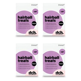 Itch | Anti-Hairball Healthy Pet Treats for Cats | Supports Healthy Digestion | All Ages and Breeds | No Artificial Colours or Preservatives | 4 Pack
