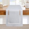 BAZIOE Modern Table Runner White Linen Table Runner Washable Openwork