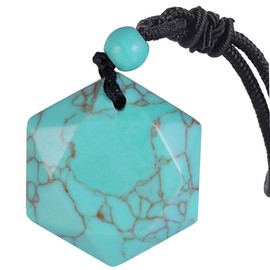 Nupuyai Crystal Star of David Hexagram Pendant Necklace for Men Women Healing Stone Amulet Chain with Adjustable Cord, Stone Nylon, Green Howlite Turquoise Stone