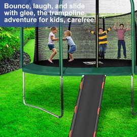 JUMPMKT Trampoline Slide, Universal Ladder for Kids Climb Up & Slide Down, Outdoor Trampoline Slide Attachment, Trampoline Accessories, Heavy Duty Steel, Clamps to Frame, Easy to Assemble
