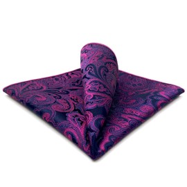 S&W SHLAX&WING Pocket Squares for Men Purple Blue Fuchsia Paisley