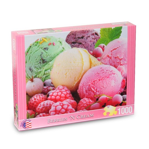 Springbok Puzzles - Berries 'n Cream - 1000 Piece Jigsaw Puzzle - Large 26.75 Inches by 20.5 Inches Puzzle - Made in USA - Unique Cut Interlocking Pieces