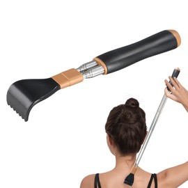 Culinavog Telescopic Back Scratcher, Extendable Double Rod Back Scratcher with Massage Ball, Stainless Steel with Non-Slip Grip, Portable for Home, Office, Travel, for Men and Women (Black